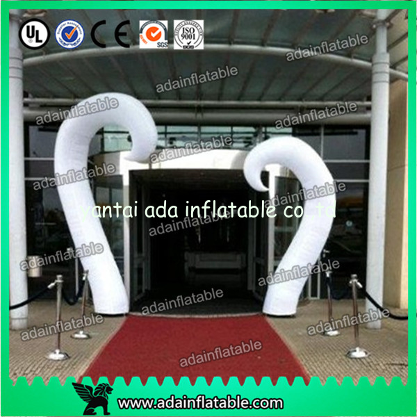 Romantic White Inflatable Pillar Tusk Shape For Valentine Wedding Decoration