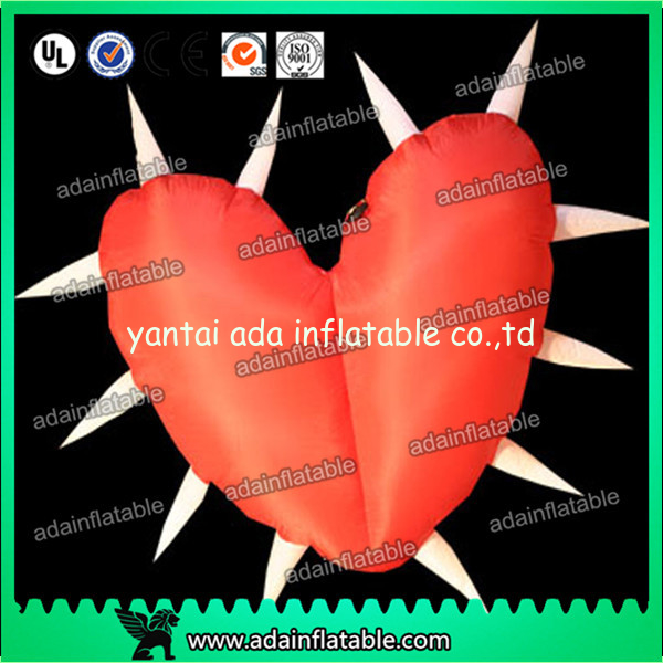 Factory Lovely Big Red Inflatable Heart With Led Lights For Festival , Diameter 1.5M