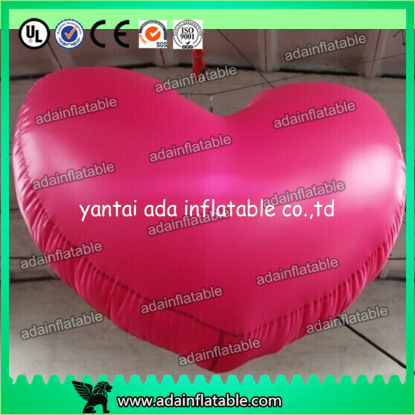 1m Party Inflatable Lighting Decoration , 210T Nylon Cloth 3ft Inflatable Heart