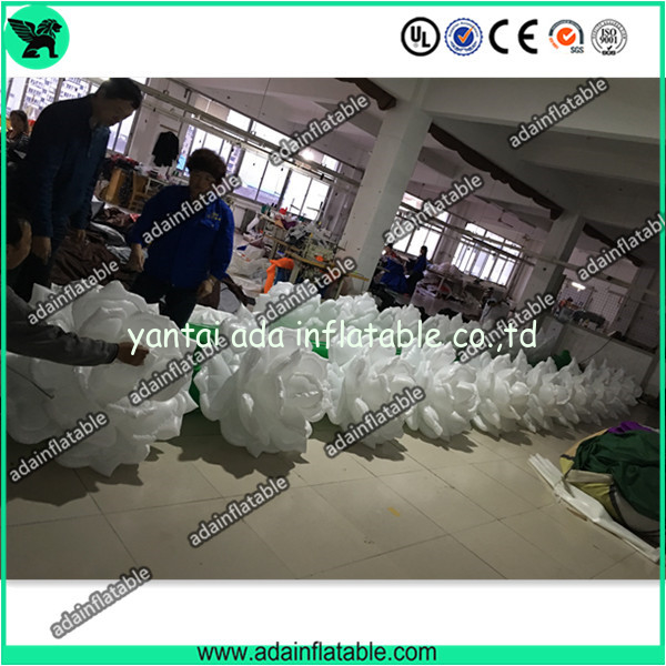 Hot Sale 10m Wedding Event Decoration White Inflatable Rose Flower Chain With LED Light