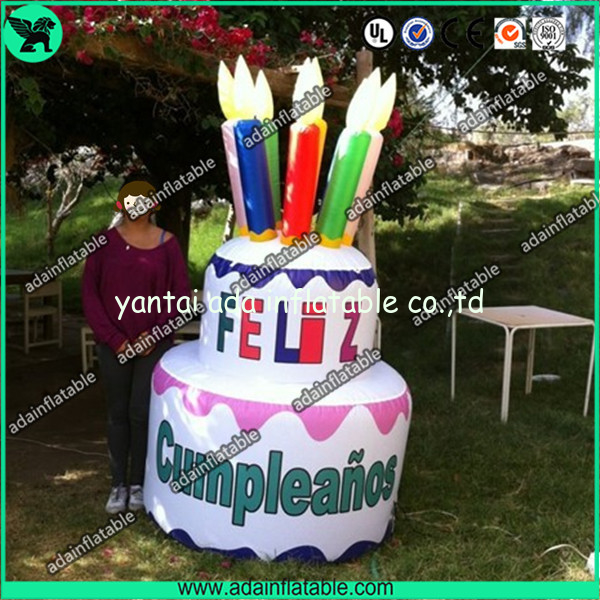 2m White Promotional Custom Inflatable Products Giant Cake Party / Birthday Decoration