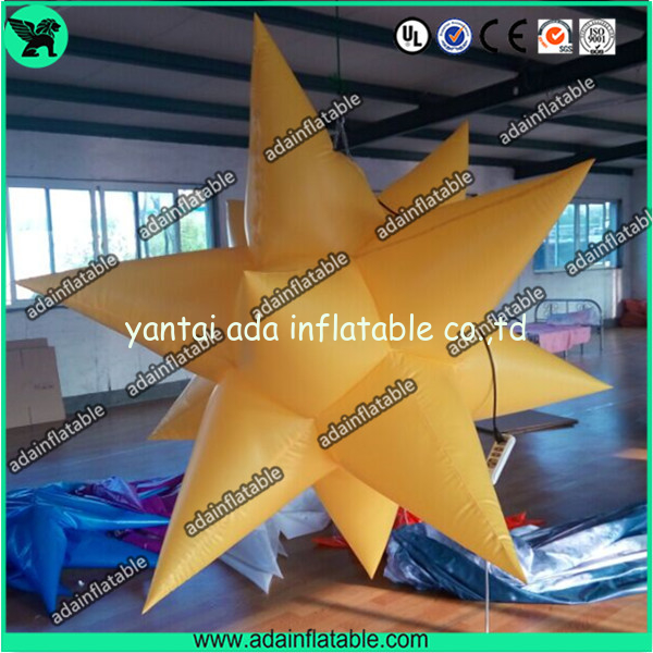 Club Stage Hanging Decoration Yellow Inflatable Star With LED Light