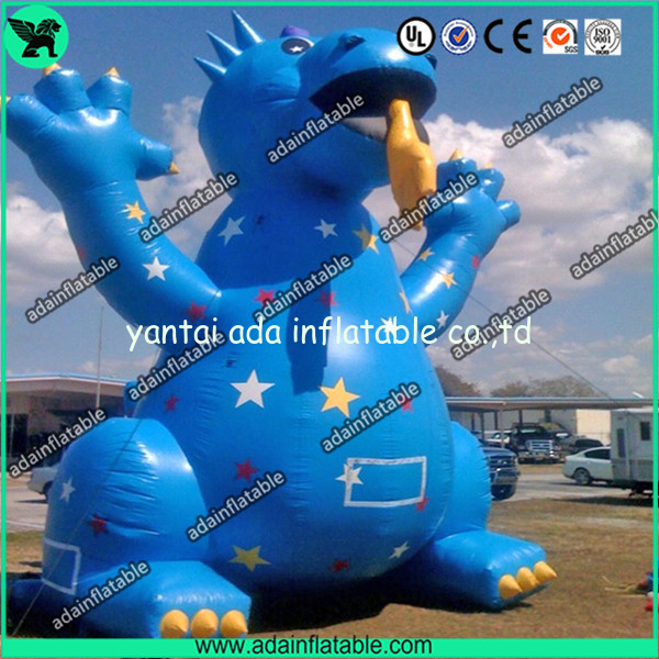 3m High Cute Blue Inflatable Dragon Cartoon For Giant Event , Event Inflatable Model